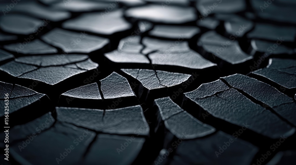 Poster Grungy abstract background idea. Close-up of cracked soil surface, showcasing texture and dry conditions of the earth.