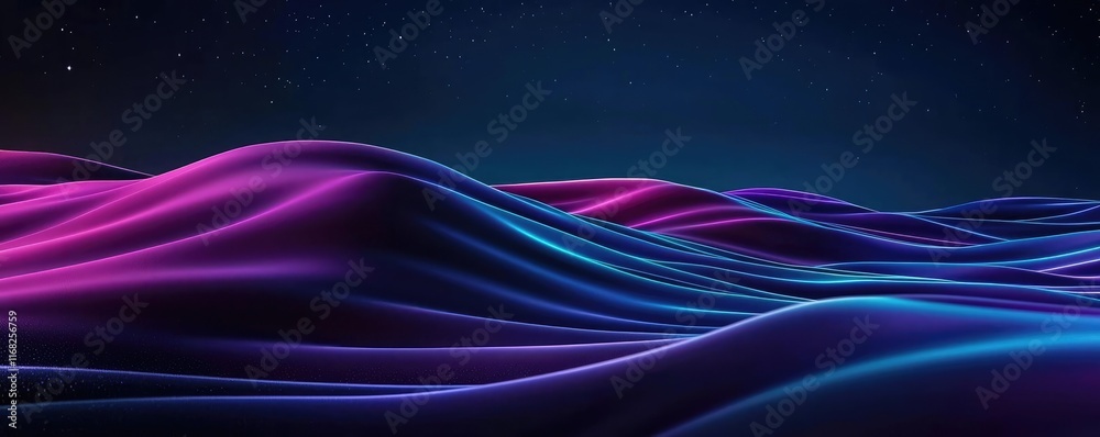 Poster galaxy abstract background concept. vibrant digital waves in purple and blue tones create a mesmeriz