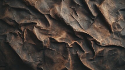 Obraz premium Worn leather texture with creases and a vintage brown hue, creating a rustic feel