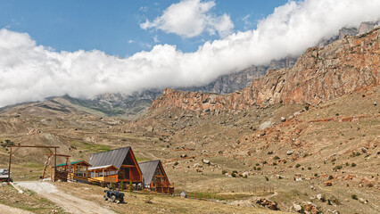 Clouds on the tops of the mountains.