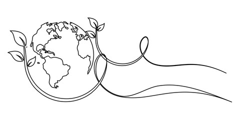 line art illustration of earth day