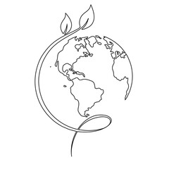 line art illustration of earth day