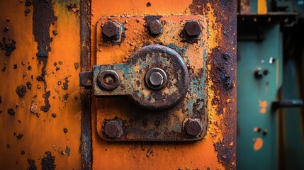 Close-up of rusted metal texture with orange, brown, and red hues