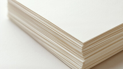 Stack of blank white paper sheets in close-up