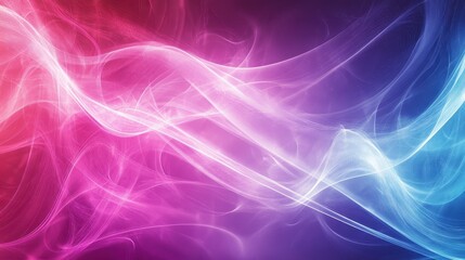 Fototapeta premium Glowing abstract lines and waves in pink, purple, and blue, creating a lively pattern
