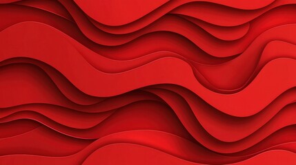 An abstract composition of flowing red waves, creating a dynamic and visually striking pattern with depth and texture.