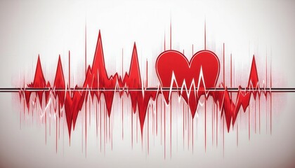 A vibrant illustration of a heart surrounded by a heartbeat waveform, symbolizing love and health.
