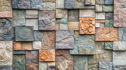 Stone wall texture with intricate patterns and a muted color palette