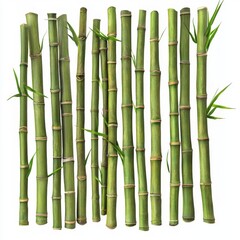 Obraz premium Green Bamboo Sticks with Leaves Abstract Background for Natural and Eco-Friendly Designs