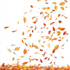 Colorful Falling Autumn Leaves Isolated on White Background Capturing the Essence of Seasonal Change and Nature's Beauty