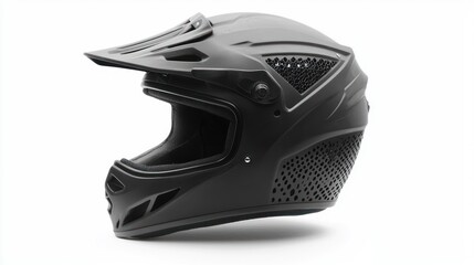 Fototapeta premium Black Motorcycle Helmet Side View Display
