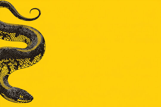 Vector snake silhouette isolated on a yellow background