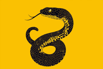 Fototapeta premium Vector snake silhouette isolated on a yellow background