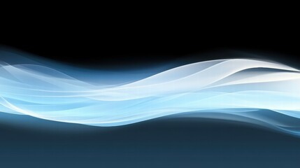 Fototapeta premium Abstract flowing waves in shades of blue against a dark background, creating a serene atmosphere.