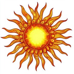 Vibrant Sun Illustration with Spiraling Rays and Bright Center for Artistic Visuals and Creative Projects