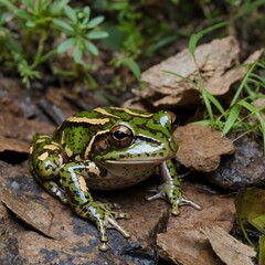 Booroolong Frog Camouflaged in Its Rocky Habitat: Nature's Perfect Disguise