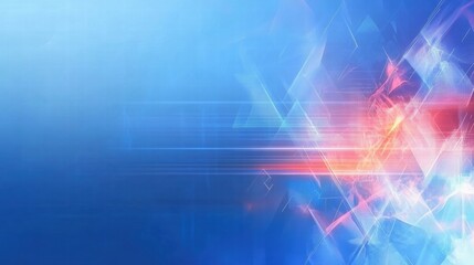 Abstract blue and red graphic design with light effects and dynamic lines.