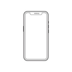 Outline line drawing modern smartphone. Elegant thin stroke line style design illustration