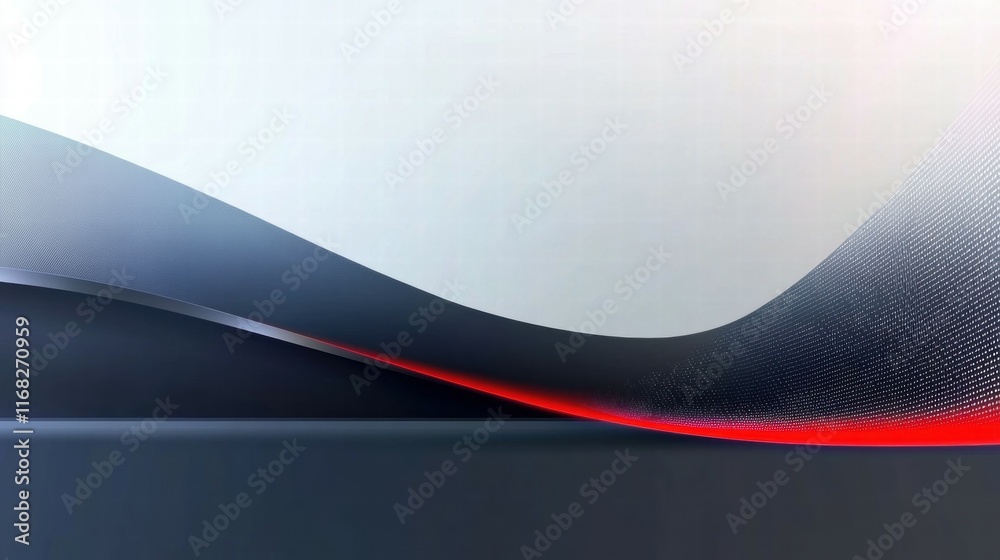 Poster abstract design featuring smooth curves and gradients in shades of blue and red.