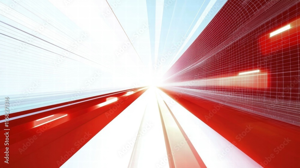 Poster A dynamic abstract representation of speed and motion with bright light and geometric patterns.