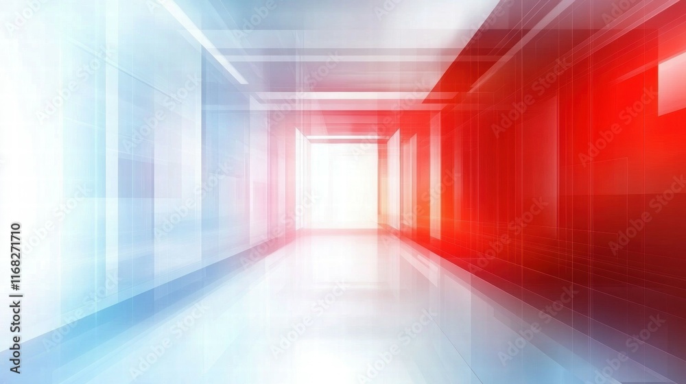 Poster abstract corridor with vibrant colors suggesting depth and movement.