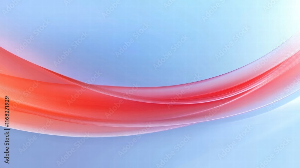 Poster abstract design featuring smooth, flowing lines in shades of red and blue.