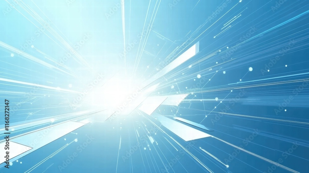 Poster a dynamic burst of light and lines, symbolizing energy and innovation.