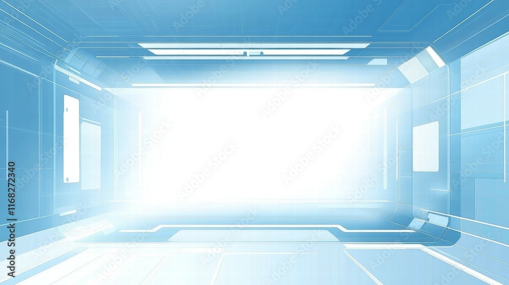 Poster a futuristic, bright digital interface with a glowing background and sleek design.