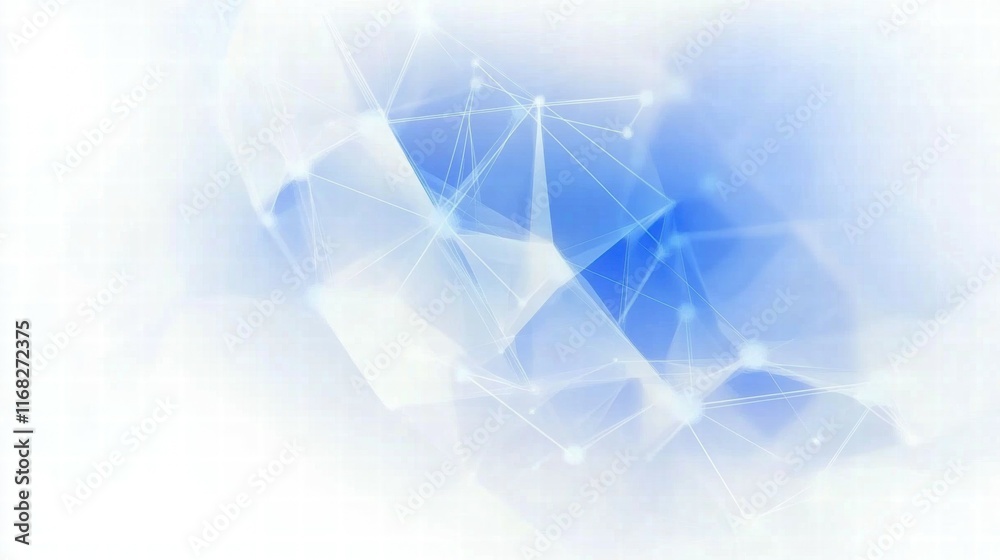Poster Abstract blue and white background with interconnected lines and nodes.