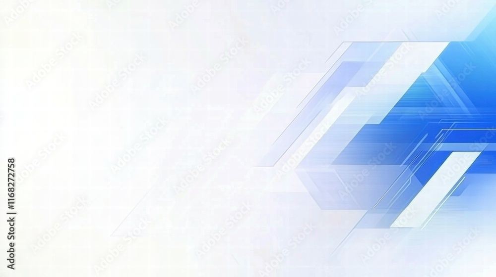 Aufkleber abstract design with geometric shapes and gradients in blue and white tones.