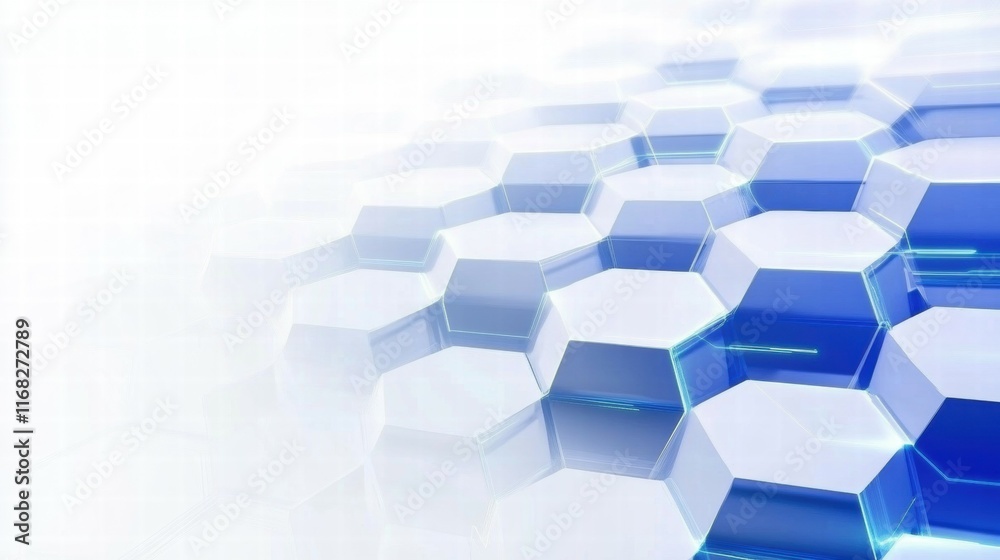Aufkleber abstract hexagonal pattern with blue accents, suitable for technology or graphic design themes.