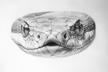 The face of a snake as a pencil drawing portrait