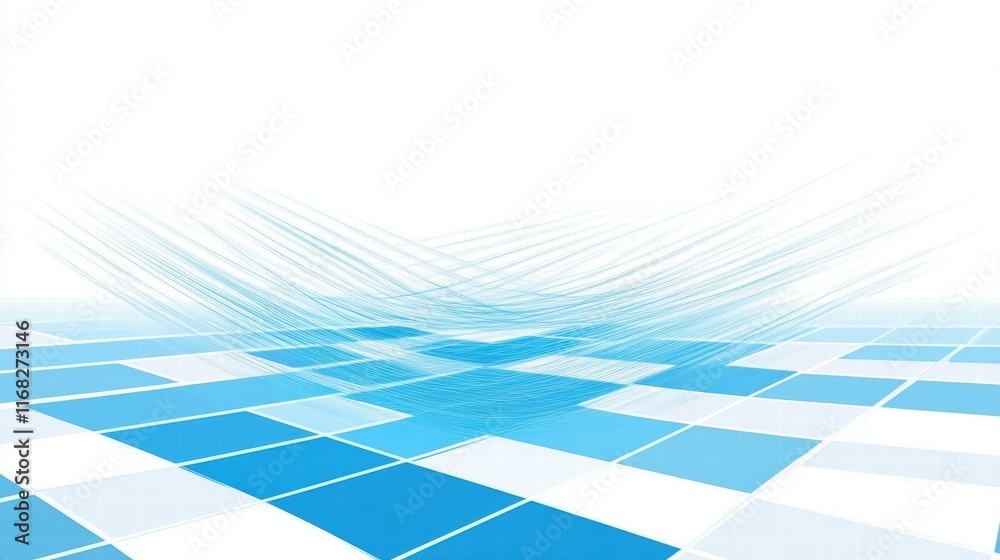 Poster Abstract blue grid with dynamic lines suggesting movement and depth.