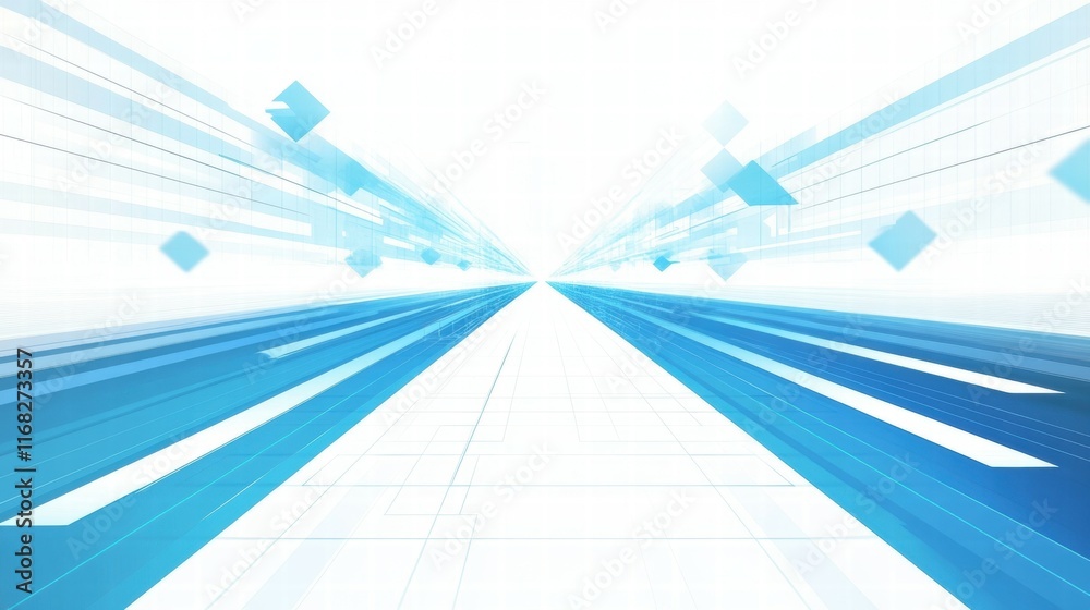 Aufkleber Abstract blue digital background with lines and shapes creating a sense of depth and motion.