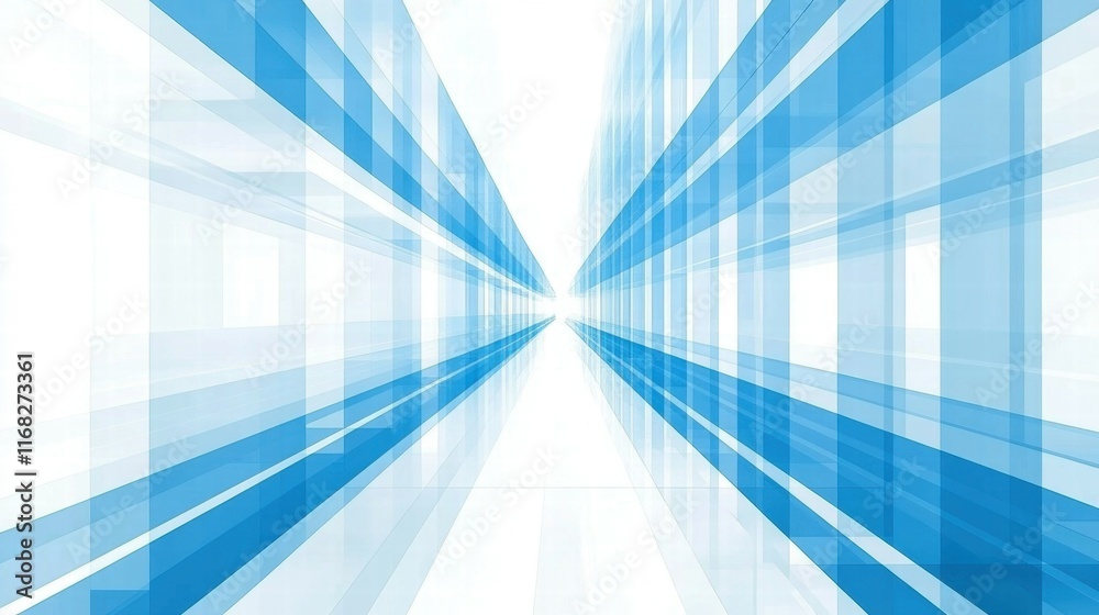 Poster Abstract blue geometric pattern creating a sense of depth and perspective.