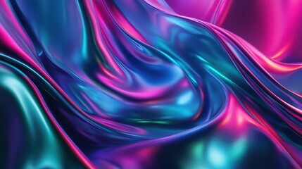Obraz premium Abstract flowing ribbons of light in neon green, pink, and blue creating a vibrant feel