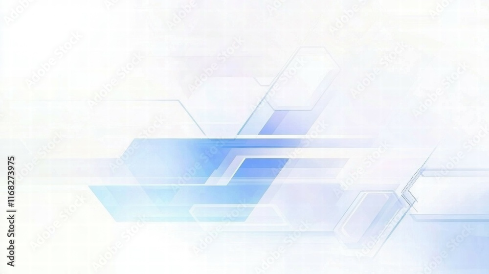Poster abstract blue and white geometric design with soft gradients and shapes.