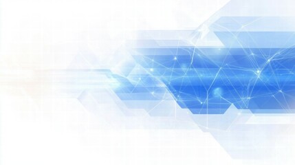 Abstract blue graphic design with geometric shapes and light effects.