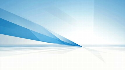 Abstract design featuring blue geometric shapes against a light background.