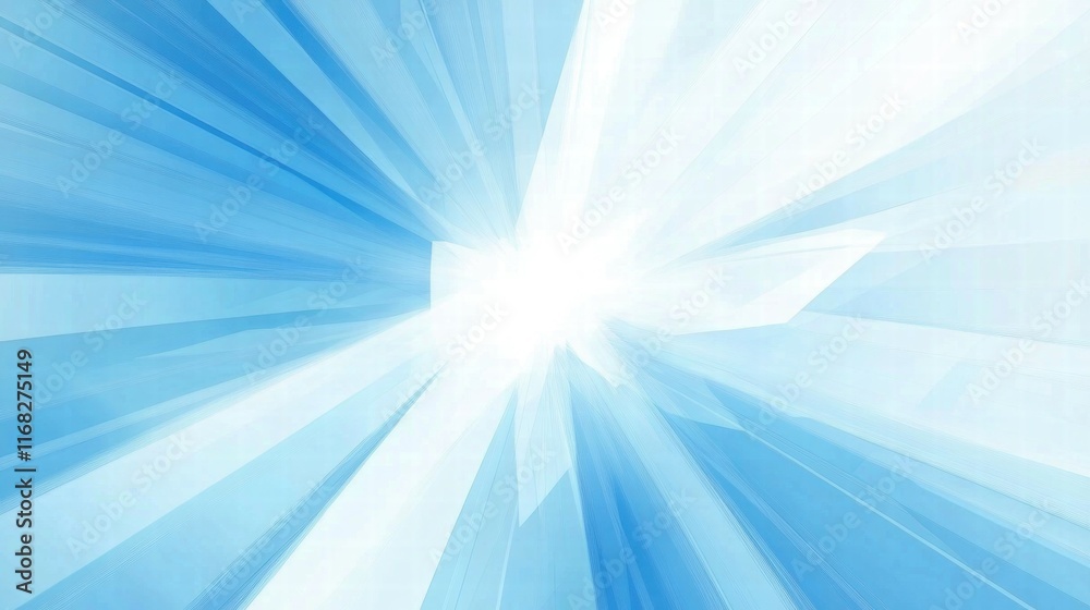 Poster A bright blue abstract background with rays of light emanating from the center.