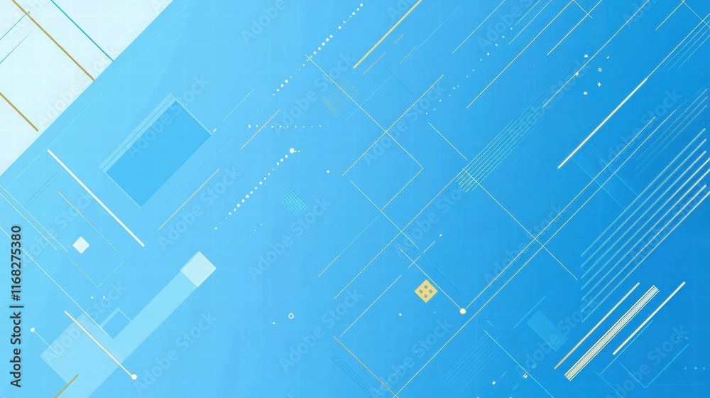 Poster abstract blue background with geometric shapes and lines for digital design.