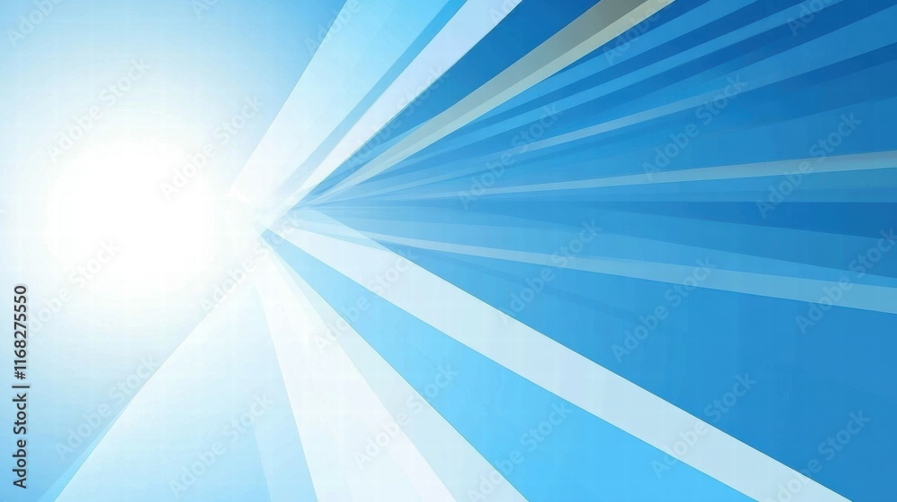 Poster Abstract blue background with light rays creating a sense of depth and brightness.