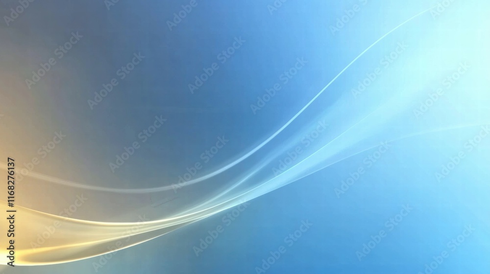 Poster a smooth gradient background featuring soft curves in blue and gold hues.
