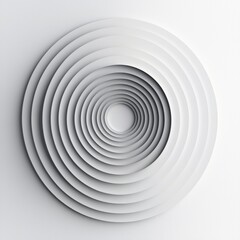 Fototapeta premium Abstract White Circular Shape with Layered Concentric Circles in Soft Light and Shadow