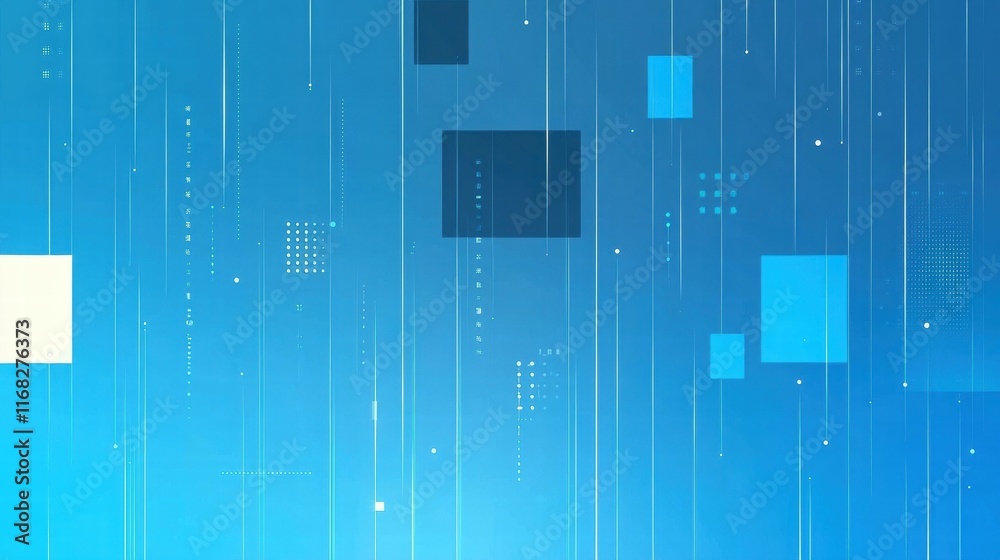 Poster abstract blue background with geometric shapes and lines, ideal for digital design.
