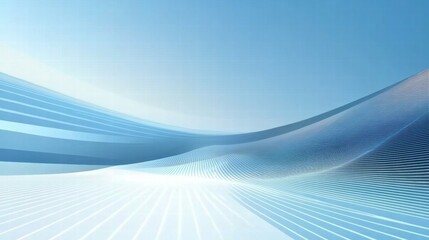 A serene abstract landscape with soft blue gradients and flowing lines.
