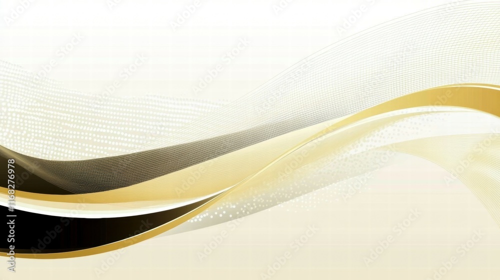 Poster abstract design featuring flowing lines in gold and black, ideal for backgrounds or presentations.
