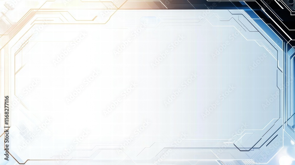 Poster A futuristic, abstract digital frame with a light background for tech-related content.