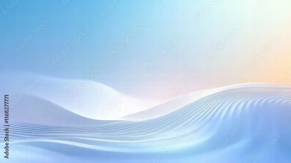 Poster soft, flowing abstract design with gentle gradients and waves in blue and pastel tones.