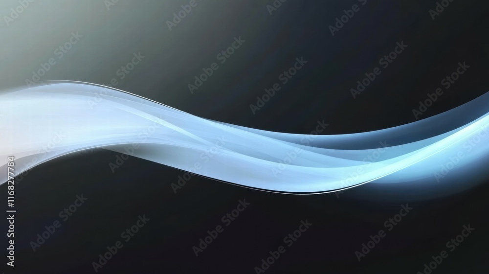 Poster a smooth, flowing wave of light against a dark background, evoking calmness and movement.